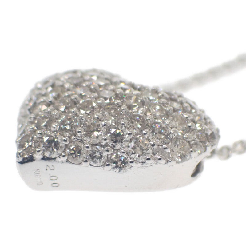 デザインジュエリー ハートモチーフ ネックレス K18ホワイトゴールド ダイヤモンド レディース【中古】【Aランク】