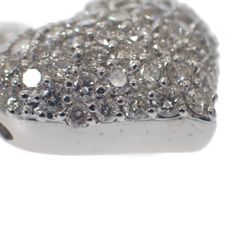 デザインジュエリー ハートモチーフ ネックレス K18ホワイトゴールド ダイヤモンド レディース【中古】【Aランク】