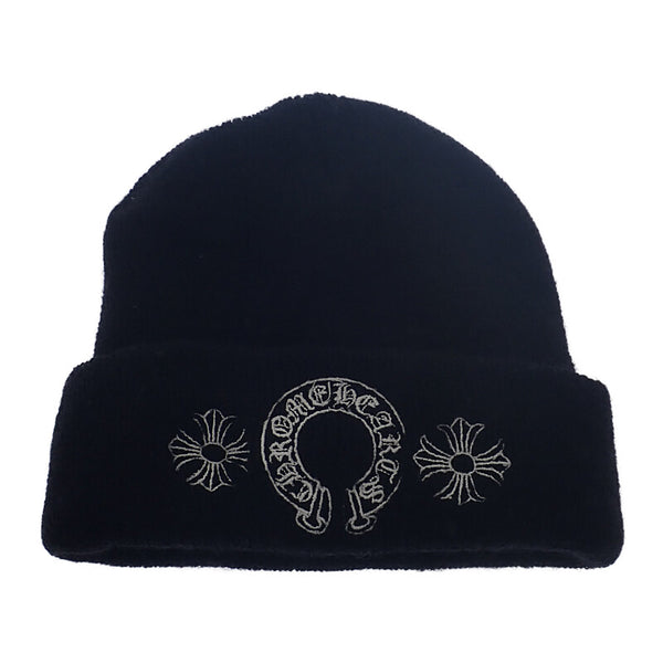 クロムハーツ CHROME HEARTS ウールワッチキャップ ホースシュー ビーニー ニットキャップ ウール ブラック OS メンズ レディース【中古】【ABランク】
