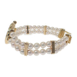 ミキモト MIKIMOTO パールウォッチ パールブレスレット 腕時計 K18イエローゴールド パール クオーツ ホワイト文字盤 レディース【中古】【Aランク】