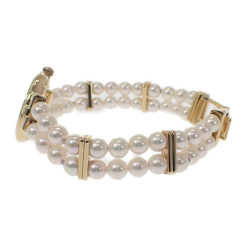 ミキモト MIKIMOTO パールウォッチ パールブレスレット 腕時計 K18イエローゴールド パール クオーツ ホワイト文字盤 レディース【中古】【Aランク】