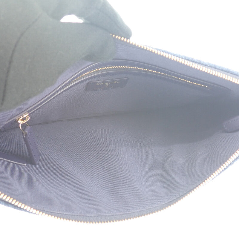 シャネル CHANEL 19 ディズヌフ ポーチ クラッチバッグ デニム ブルー ゴールド金具 メンズ レディース【中古】【Aランク】