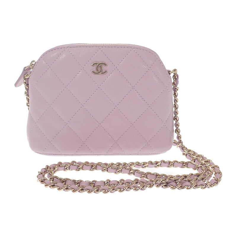 シャネル CHANEL チェーンクラッチ ココマーク AP4000 ショルダーバッグ キャビアスキン パープル ゴールド金具 レディース【中古】【Aランク】