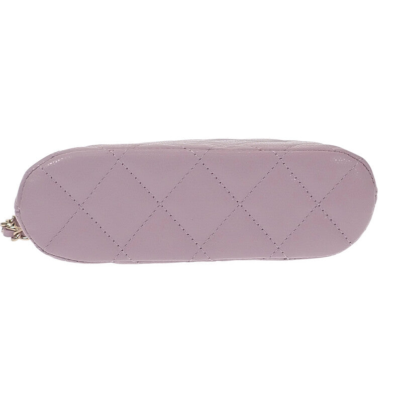 シャネル CHANEL チェーンクラッチ ココマーク AP4000 ショルダーバッグ キャビアスキン パープル ゴールド金具 レディース【中古】【Aランク】