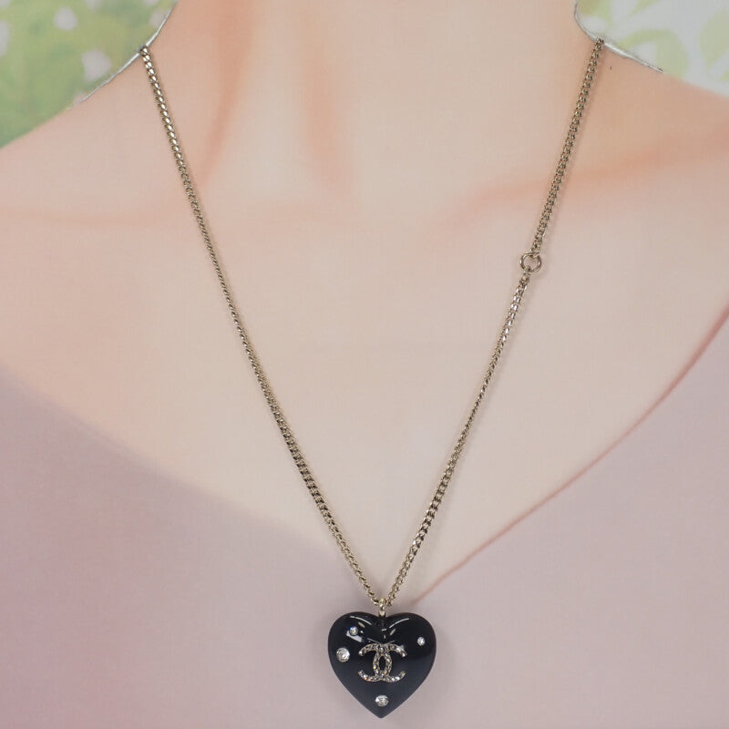 シャネル CHANEL ココマーク ハート 可愛い AB9370_B09080_NK212 ネックレス GP ブラック レディース【中古】【ABランク】