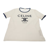 セリーヌ CELINE PARIS L 2X872671Q.01NB 半袖Ｔシャツ コットン ホワイト ネイビー レディース【中古】【Aランク】