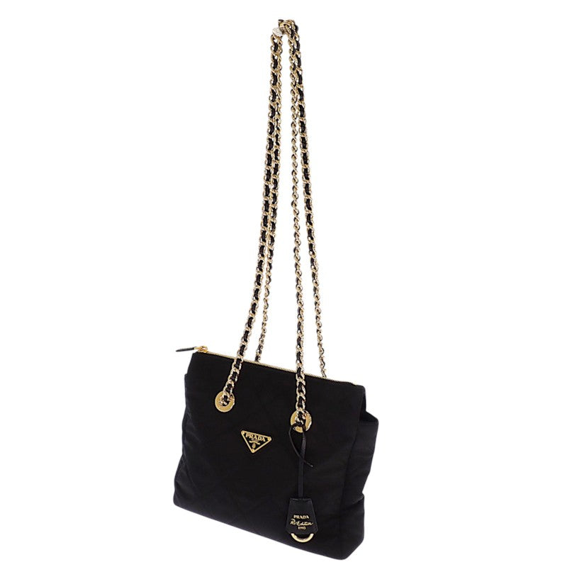 PRADA Re-Edition 1995 Chain Shoulder Bag 1BG4682A0SF0002 Shoulder bag Tote bag Nylon Black Gold hardware Ladies [Used] [A rank]