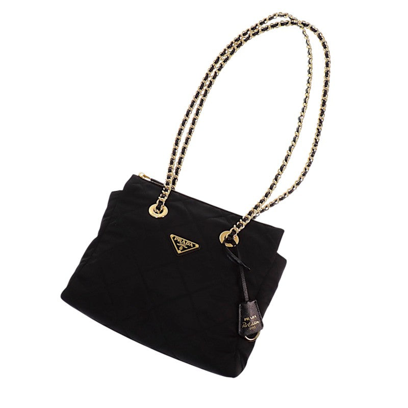 プラダ PRADA Re-Edition 1995 チェーンショルダー 1BG4682A0SF0002 ショルダーバッグ トートバッグ ナイロン ブラック ゴールド金具 レディース【中古】【Aランク】