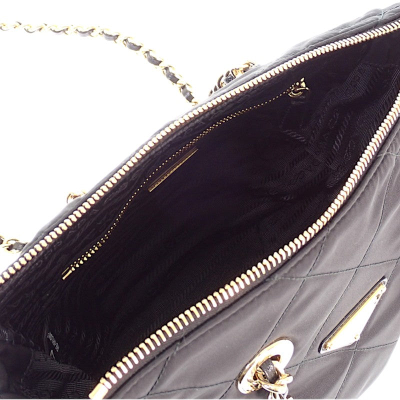 プラダ PRADA Re-Edition 1995 チェーンショルダー 1BG4682A0SF0002 ショルダーバッグ トートバッグ ナイロン ブラック ゴールド金具 レディース【中古】【Aランク】