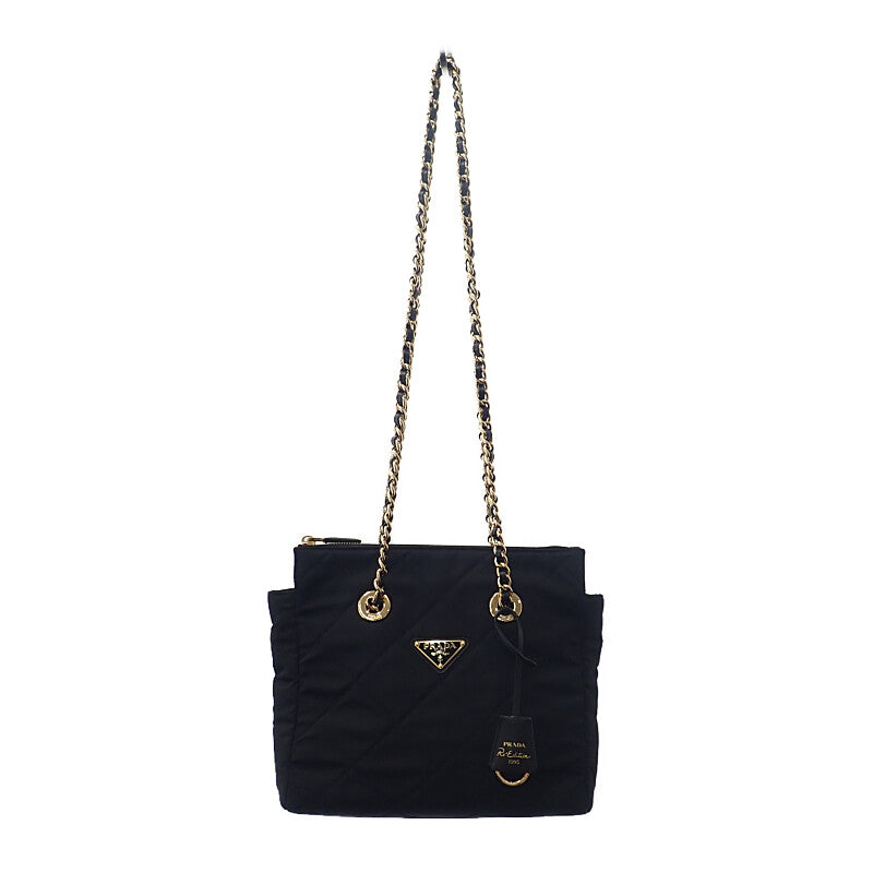 プラダ PRADA Re-Edition 1995 チェーンショルダー 1BG4682A0SF0002 ショルダーバッグ トートバッグ ナイロン ブラック ゴールド金具 レディース【中古】【Aランク】