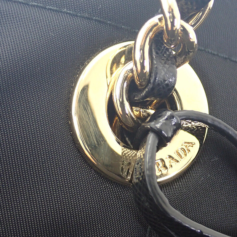 プラダ PRADA Re-Edition 1995 チェーンショルダー 1BG4682A0SF0002 ショルダーバッグ トートバッグ ナイロン ブラック ゴールド金具 レディース【中古】【Aランク】