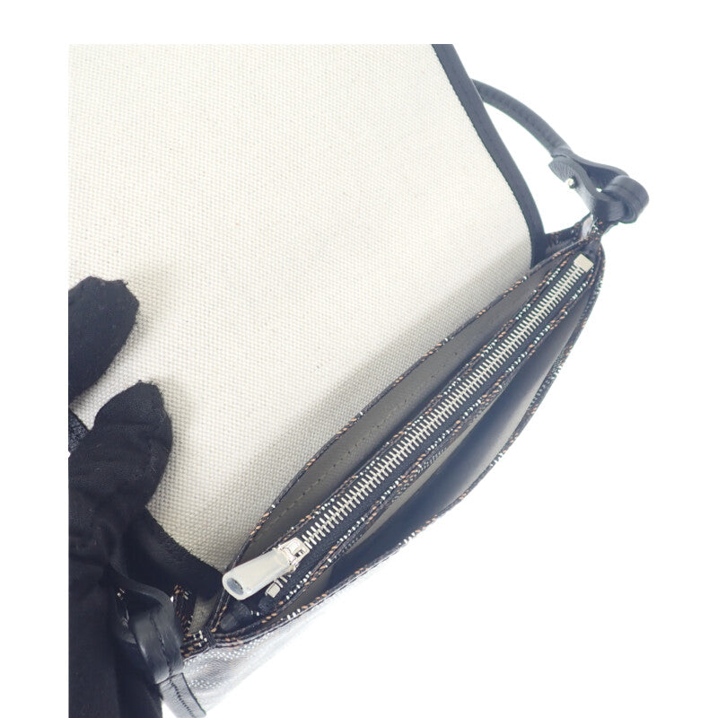 ゴヤール GOYARD プリュメポーチウォレット ヘリンボーン ポシェット 長財布 レザー コーティングキャンバス ブラック レディース【中古】【SAランク】