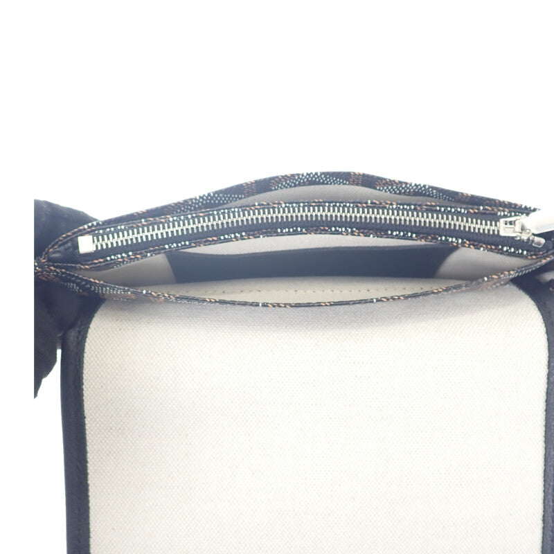 ゴヤール GOYARD プリュメポーチウォレット ヘリンボーン ポシェット 長財布 レザー コーティングキャンバス ブラック レディース【中古】【SAランク】