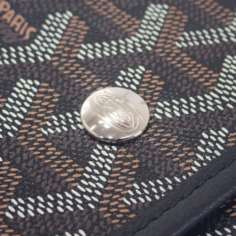 ゴヤール GOYARD プリュメポーチウォレット ヘリンボーン ポシェット 長財布 レザー コーティングキャンバス ブラック レディース【中古】【SAランク】