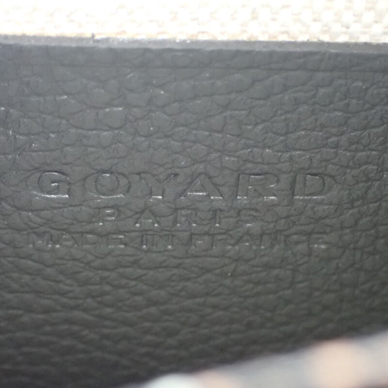 ゴヤール GOYARD プリュメポーチウォレット ヘリンボーン ポシェット 長財布 レザー コーティングキャンバス ブラック レディース【中古】【SAランク】