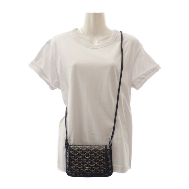 ゴヤール GOYARD プリュメポーチウォレット ヘリンボーン ポシェット 長財布 レザー コーティングキャンバス ブラック レディース【中古】【SAランク】