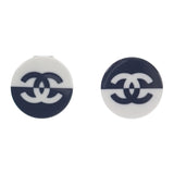 シャネル CHANEL ラウンドココマーク ツートン バイカラー 17P刻印 ピアス レジン ブラック ホワイト レディース【中古】【ABランク】