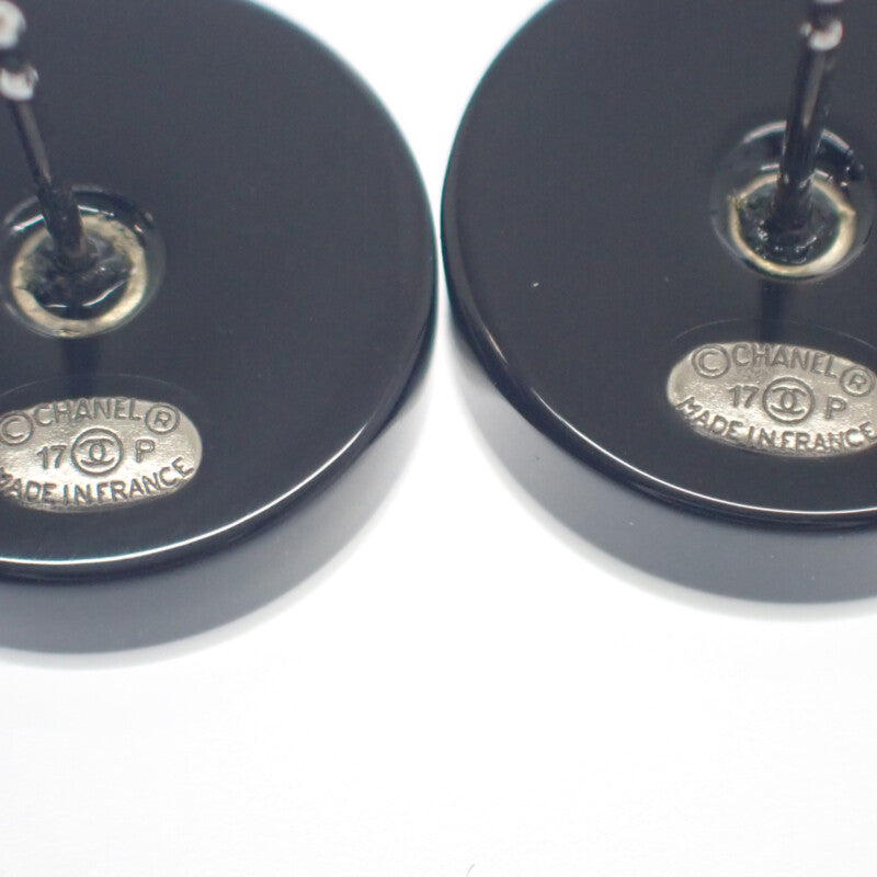 シャネル CHANEL ラウンドココマーク ツートン バイカラー 17P刻印 ピアス レジン ブラック ホワイト レディース【中古】【ABランク】