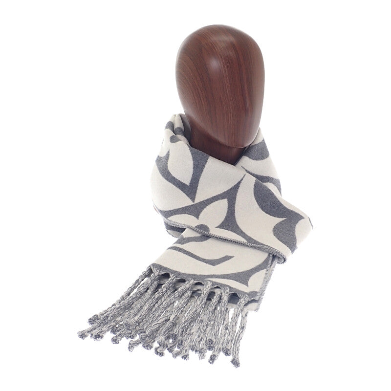 ルイヴィトン LOUIS VUITTON LVメダリオン M92857 マフラー ウール グリクレール メンズ レディース【中古】【Aランク】