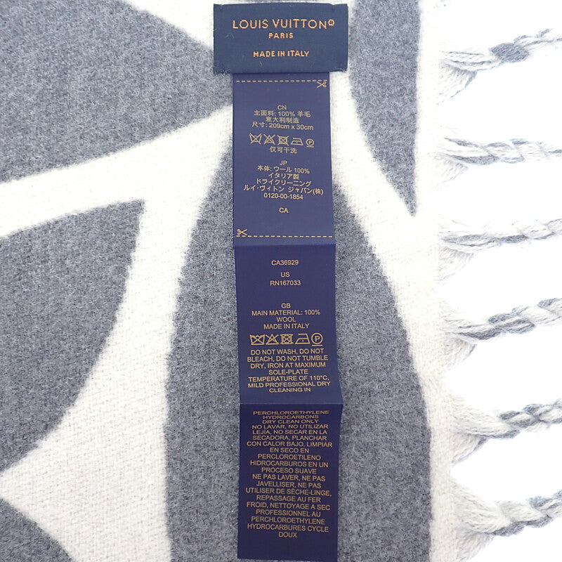 ルイヴィトン LOUIS VUITTON LVメダリオン M92857 マフラー ウール グリクレール メンズ レディース【中古】【Aランク】