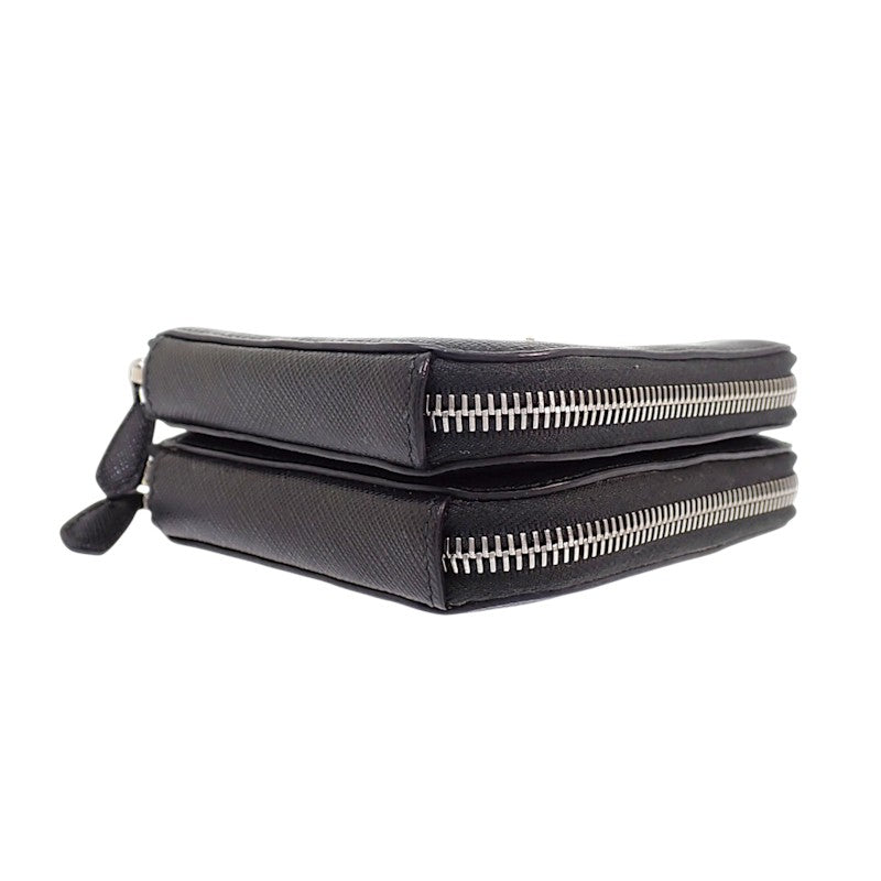 プラダ PRADA トライアングルミニポーチ 1NR015 2WAYバッグ サフィアーノ ブラック シルバー金具 レディース【中古】【ABランク】