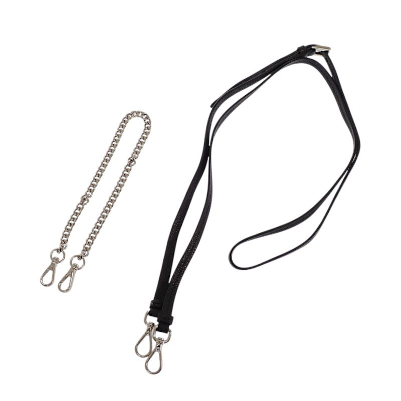 プラダ PRADA トライアングルミニポーチ 1NR015 2WAYバッグ サフィアーノ ブラック シルバー金具 レディース【中古】【ABランク】