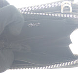 プラダ PRADA トライアングルミニポーチ 1NR015 2WAYバッグ サフィアーノ ブラック シルバー金具 レディース【中古】【ABランク】