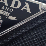 プラダ PRADA トライアングルミニポーチ 1NR015 2WAYバッグ サフィアーノ ブラック シルバー金具 レディース【中古】【ABランク】