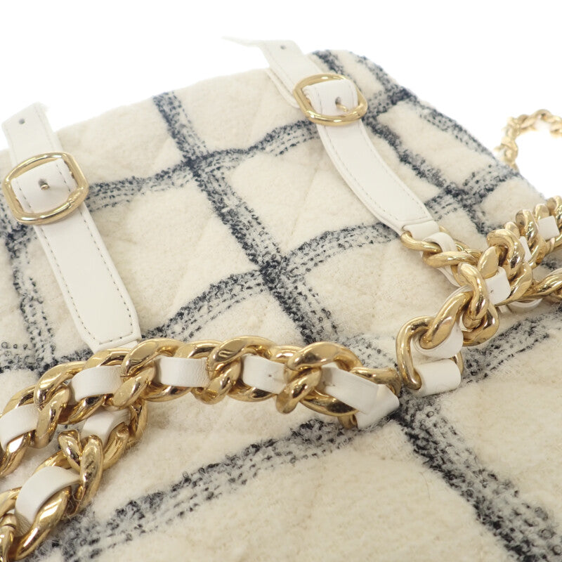 シャネル CHANEL ココマーク バックパック ツイード ランダムプレート AS3615 リュック・デイパック ウール ホワイト ゴールド金具 レディース【中古】【Aランク】