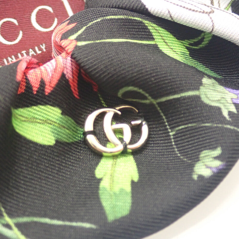 グッチ GUCCI プリントツイルシュシュ 831629_3G001_1060 ヘアアクセサリー シルク ブラック レディース【中古】【SAランク】