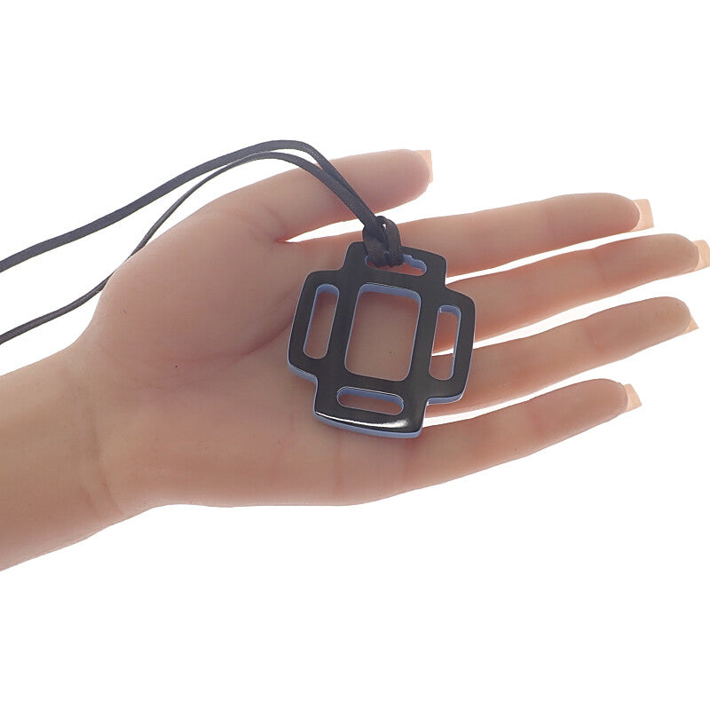 エルメス HERMES リズムPM ネックレス バッファローホーン ブラウン ブルー レディース【中古】【SAランク】