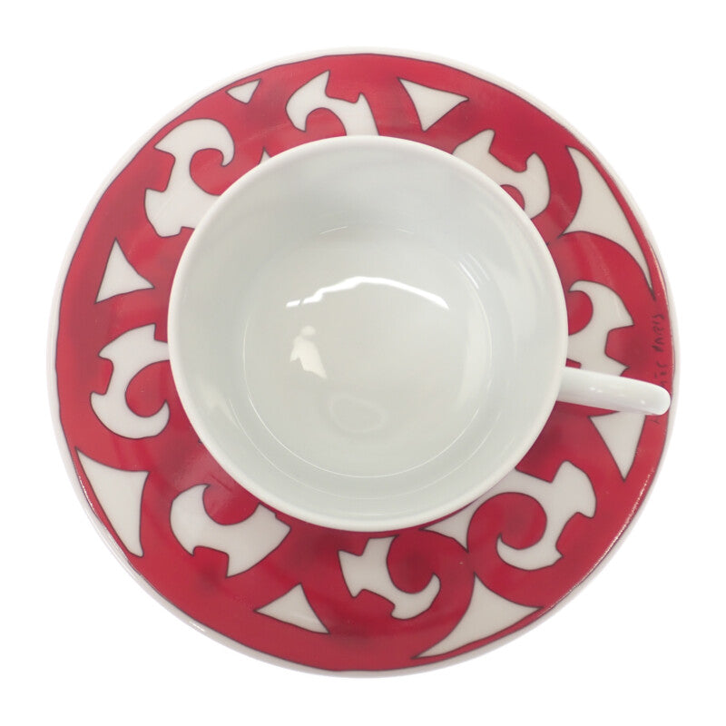 エルメス HERMES ティーカップ&ソーサー ガダルキヴィール 2客  P011016P 食器 ポーセリン レッド メンズ レディース ユニセックス【中古】【Sランク】