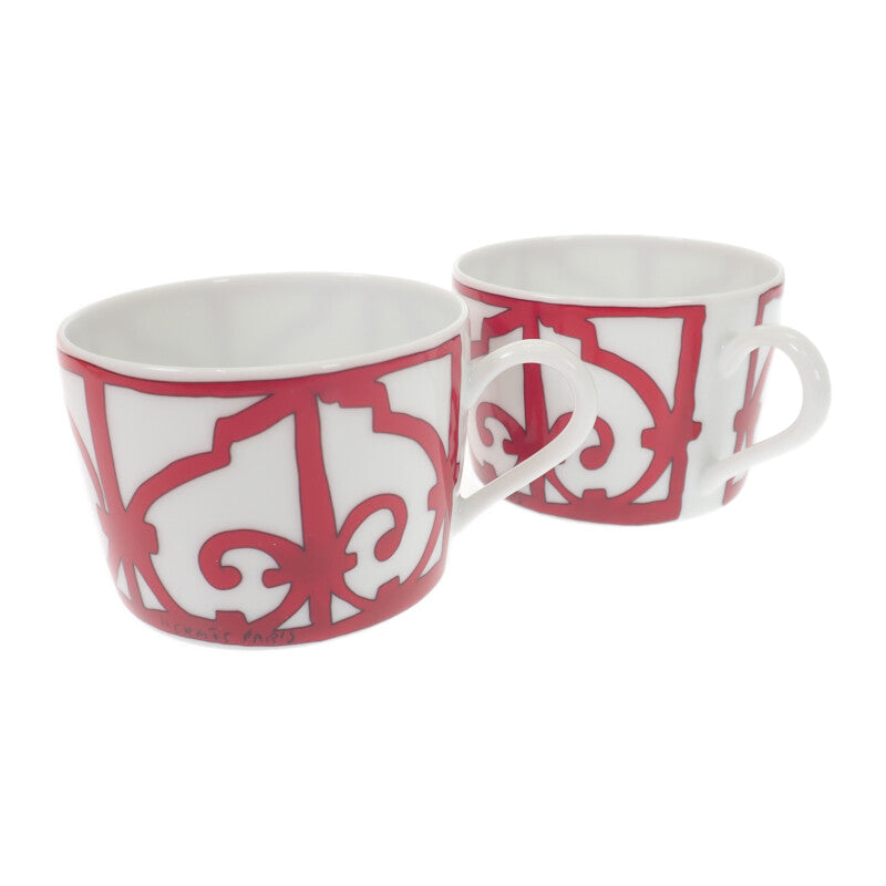 エルメス HERMES ティーカップ&ソーサー ガダルキヴィール 2客 P011016P 食器 ポーセリン レッド メンズ レディース ユニセックス【中古】【Sランク】
