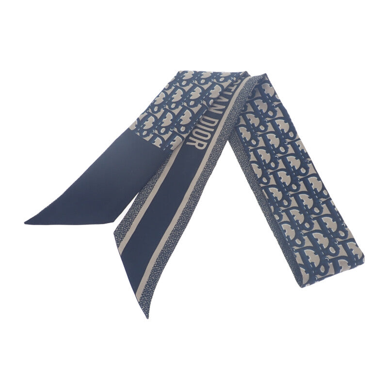 ディオール Dior ミッツァ オブリーク 15DOB106I600 スカーフ シルク ネイビー レディース【中古】【Aランク】