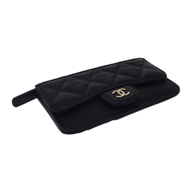 シャネル CHANEL クラシックジップ ココマーク マトラッセ AP2570_B10583_C3906 カードケース キャビアスキン ブラック ゴールド金具 レディース【中古】【ABランク】
