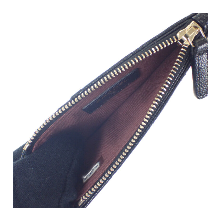 シャネル CHANEL クラシックジップ ココマーク マトラッセ AP2570_B10583_C3906 カードケース キャビアスキン ブラック ゴールド金具 レディース【中古】【ABランク】