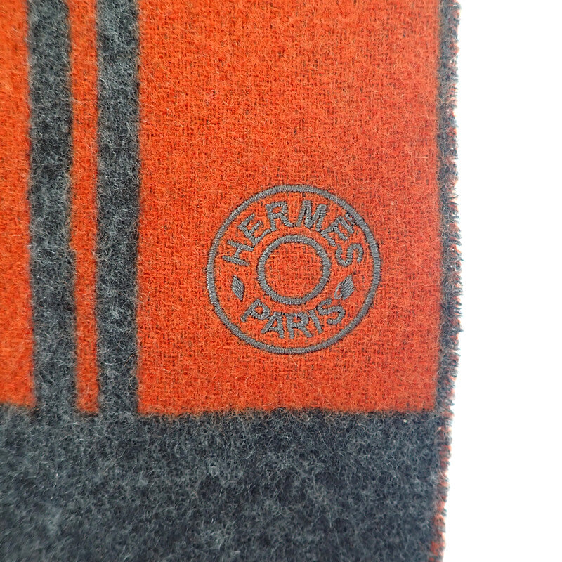 エルメス HERMES Brides de Gala 無秩序 マフラー カシミヤ オレンジ グレー メンズ レディース【中古】【Aランク】