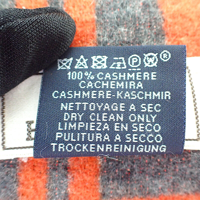 エルメス HERMES Brides de Gala 無秩序 マフラー カシミヤ オレンジ グレー メンズ レディース【中古】【Aランク】