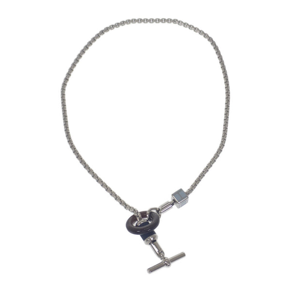 エルメス HERMES メリ・メロ H077291FP01 ネックレス メタル バッファローホーン スウィフトレザー シルバー メンズ レディース【中古】【Aランク】