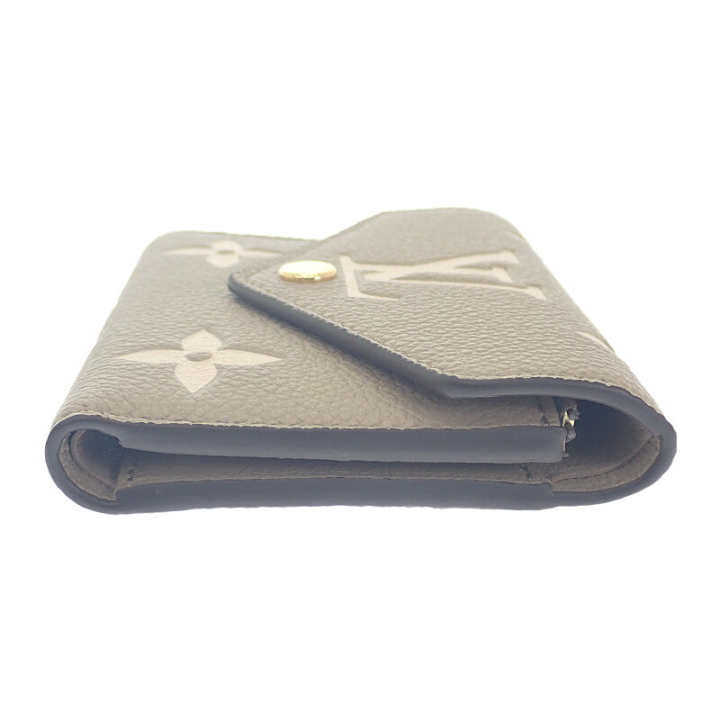ルイヴィトン LOUIS VUITTON ポルトフォイユ・ヴィクトリーヌ バイカラー M81861 三つ折り財布 モノグラムアンプラント トゥルトレール クレーム ベージュ ゴールド金具 レディース メンズ【中古】【Sランク】