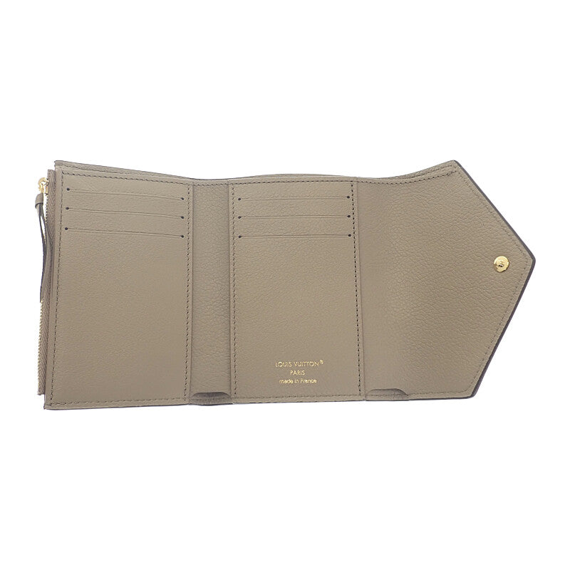 ルイヴィトン LOUIS VUITTON ポルトフォイユ・ヴィクトリーヌ バイカラー M81861 三つ折り財布 モノグラムアンプラント トゥルトレール クレーム ベージュ ゴールド金具 レディース メンズ【中古】【Sランク】