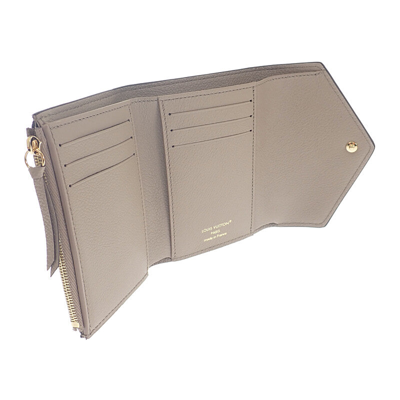 ルイヴィトン LOUIS VUITTON ポルトフォイユ・ヴィクトリーヌ バイカラー M81861 三つ折り財布 モノグラムアンプラント トゥルトレール クレーム ベージュ ゴールド金具 レディース メンズ【中古】【Sランク】