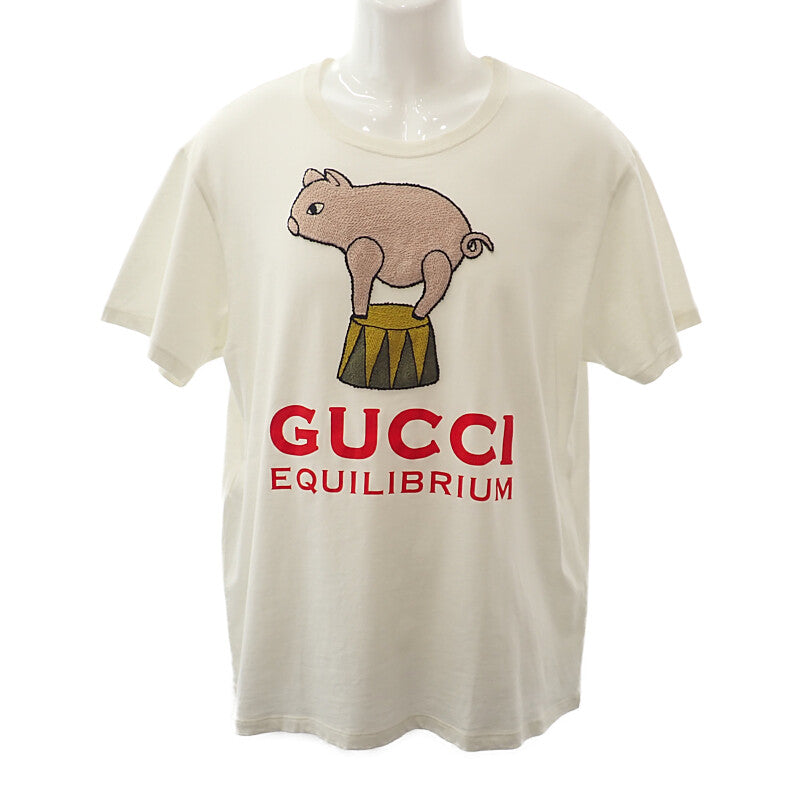 グッチ GUCCI ピッグプリント S 615044_XJCRI 半袖Ｔシャツ コットン アイボリー レディース【中古】【ABランク】