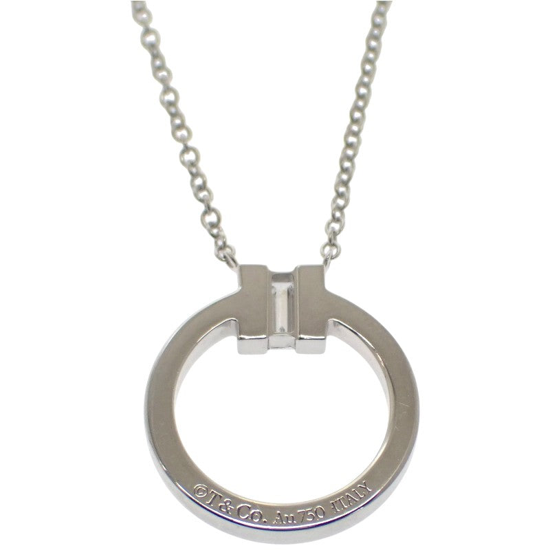 TIFFANY&Co. T Diamond Pendant 63843121 Necklace K18 White Gold Diamond Baguette Diamond Ladies [Used] [A Rank]
