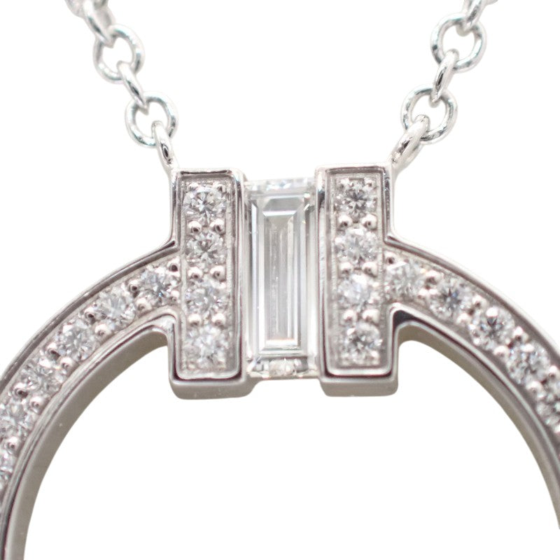 TIFFANY&Co. T Diamond Pendant 63843121 Necklace K18 White Gold Diamond Baguette Diamond Ladies [Used] [A Rank]