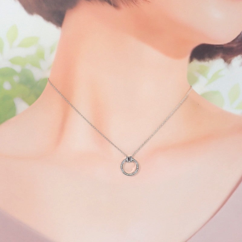 TIFFANY&Co. T Diamond Pendant 63843121 Necklace K18 White Gold Diamond Baguette Diamond Ladies [Used] [A Rank]