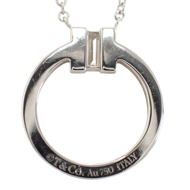 TIFFANY&Co. T Diamond Pendant 63843121 Necklace K18 White Gold Diamond Baguette Diamond Ladies [Used] [A Rank]