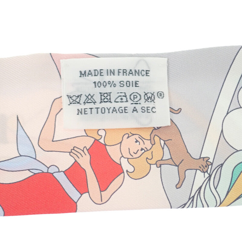 エルメス HERMES ツイリー CARRES VOLANTS 空飛ぶカレ スカーフ シルク マルチ グレー ピンク レディース【中古】【Aランク】