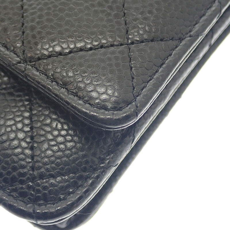シャネル CHANEL クラシック チェーンウォレット AP0250-Y01864-C3906 ウォレットチェーン マットキャビアスキン グレインカーフレザー ブラック ゴールド金具 レディース【中古】【Aランク】