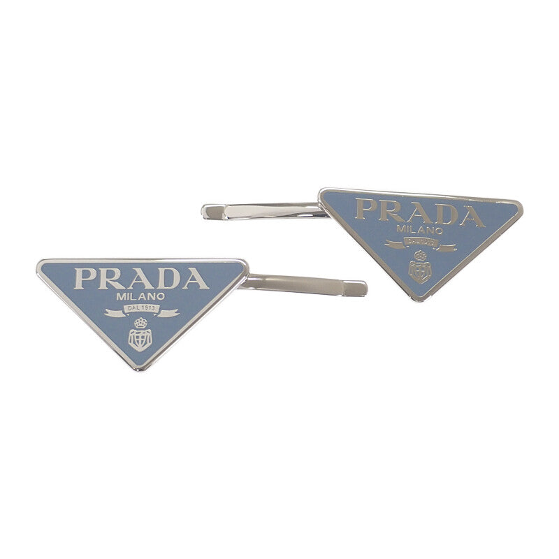 プラダ PRADA ヘアピン 1IF051_2BA6_F0076 ヘアアクセサリー メタル シルバー ライトブルー レディース【中古】【Aランク】